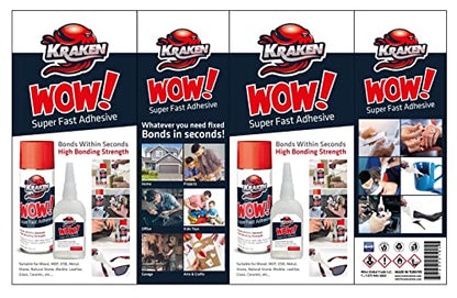 Kraken Bond Wow! CA Glue (1x1.75 oz) & Activator (1x6.75 fl oz) - Cyanoacrylate Glue for Woodworking, Craft & Repairs | Fast Bonding | 1 Pack - size: 1 Pack