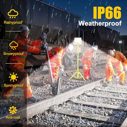 T-SUN LED Work Light with Stand, 60W Portable Flood Light,6000K,2 Pack - size: 2 Pack