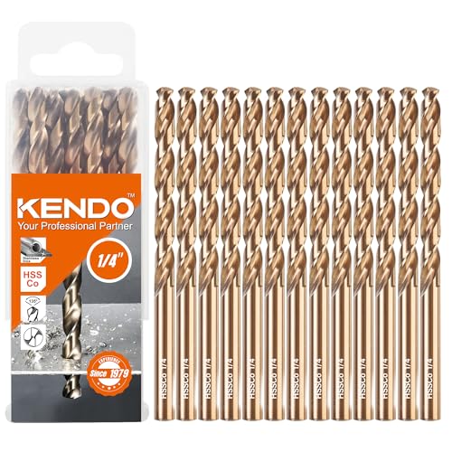 KENDO 1/4 Inch M35 Cobalt Drill Bits, 13PCS for Metal - style: 1/4" (13Pcs)