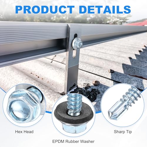 M METERXITY 25-Pack Self Drilling Screws with Rubber Washer #14 x 2-1/2" Zinc Plated Carbon Steel Hex Head Self-Tapping Screws for Metal Roofing/Siding Panels/Steel Structures [ 63mm Length] - size: M6.3 x 63mm
