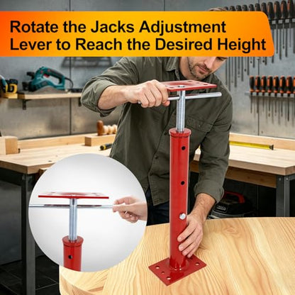 4 Pack Adjustment House Jacks for Leveling Crawlspace, Red - color: Red, size: 18"-35"