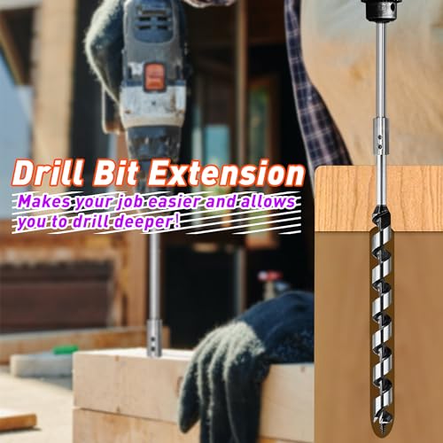 7" Ship Auger Extension Forstner Drill Bit Extension Accepts 3/8" Shank - size: 7 inch Extra Long for 3/8 inch Shank