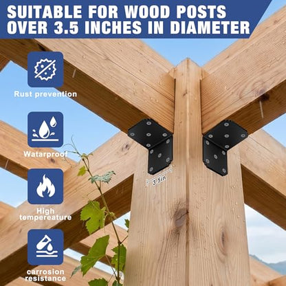 4"x4"x3.5" L Bracket for Wood,90 Degree Pergola Post Brackets,Black,8 Pack - color: 4 x 4 x 3.5-8PCS