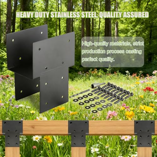 4 PCS 4"X4" Post Brackets Heavy Duty (Actual 3.5"X3.5"),Pergola Brackets