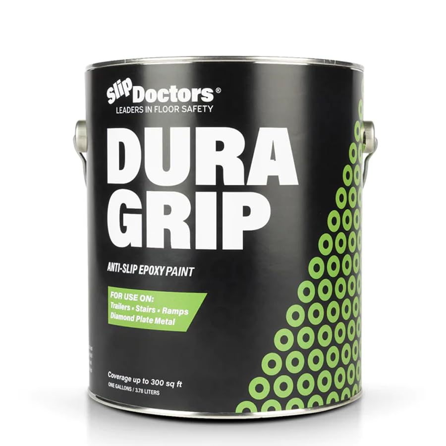 Dura Grip Anti-Slip Paint for Concrete, Wood, Tile and Metal – Non-Skid Coating for Floor, Decking and Ramps – Gallon (Light Gray) - color: Light Gray