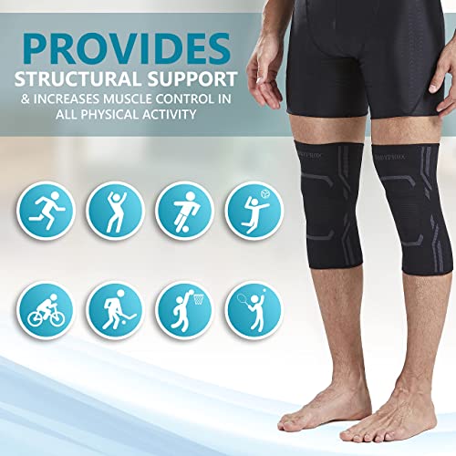 Bodyprox Knee Compression Sleeve for Men and Women (2 Pack), Knee Support Brace for Running and Work out (Medium) - size: Medium