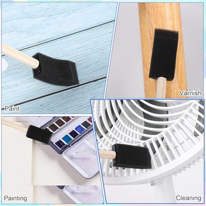 Foam Paint Brushes, 5Pcs 1" Sponge Brushes for Painting Wood Handle Sponge Paint Brush for Staining, DIY Craft, Varnishes Painting and Cleaning (Pack of 3) - size: 1 inch (Pack of 3)