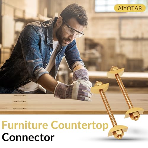 12Pcs Countertop Connector Bolts, M8x100mm Countertop Joint Fasteners, Furniture Fastening Connectors, Drawbolt/Bed/Butcher Block Joint Connector Kit,Miter Draw Bolt Countertop Flip Connector