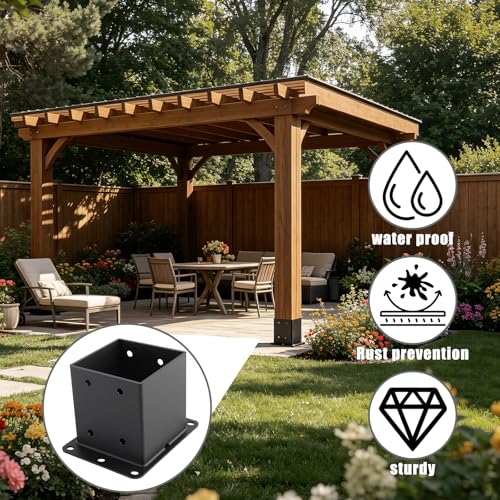 4x4 Post Base Brackets 8 Pcs Deck Post Base (Inner Size:3.6" x 3.6") - size: 4x4-8
