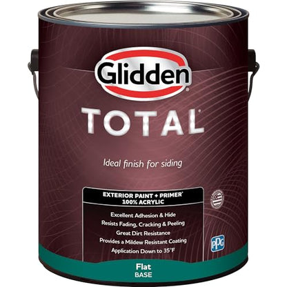 Glidden Total Exterior Paint & Primer All-in-One, Subdued/Red, Flat, 1 Gallon - color: Subdued, size: 128 Fl Oz (Pack of 1)