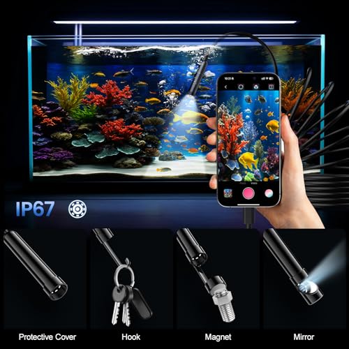 BAZO Endoscope Camera with Light –1920P HD Borescope with 8 Adjustable LEDs