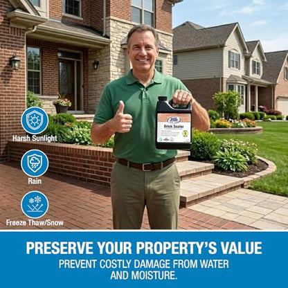 Rainguard Water Sealers Brick Sealer, Penetrating Protection Against Rain and Moisture Damage, For All Brick and Mortar Surfaces, Silane/Siloxane Waterproofer, Natural Finish, Makes 1 Gallon - style: 32 fl oz (Makes 1 Gallon)