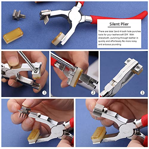 BUTUZE Leather Hole Punch,4mm Silent Rhombus Punch, Stitch Chisel -Red - color: Red