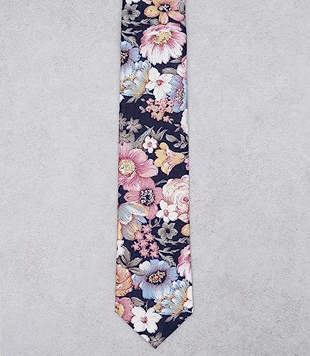 Cotton 2.5-Inch Skinny Floral Tie and Pocket Square Set for Men - color: 01