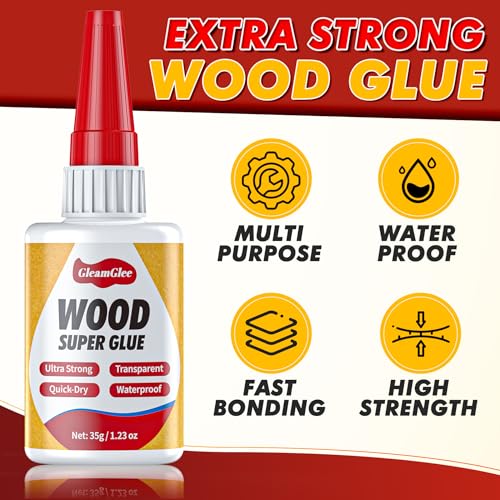 Super Glue for Wood 1.23oz, Strong Waterproof Clear Fast-Drying Adhesive