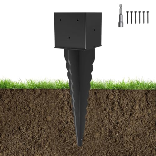 1Pcs 24"Fence Post Anchor Ground Spike| Black Powder-Coated| 6"x6" - size: 24"6*6