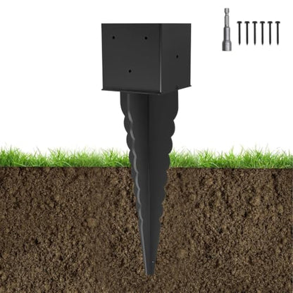 1Pcs 24"Fence Post Anchor Ground Spike| Black Powder-Coated| 6"x6" - size: 24"6*6
