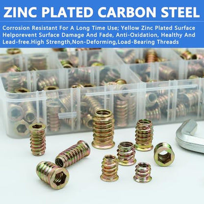 Threaded Inserts 170 PCS, 10 Sizes Assortment Kit for Wood Furniture - size: 170 PCS