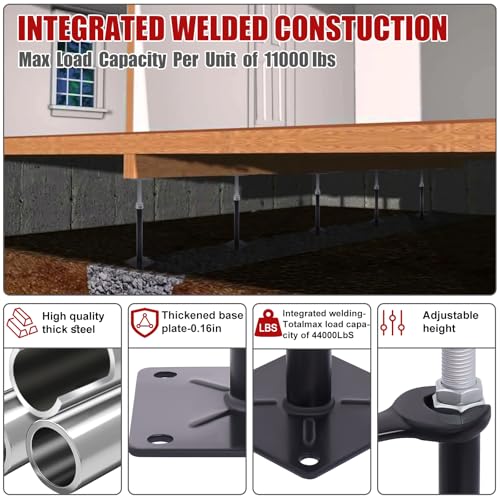 House Floor Jacks for Leveling, 11"-16.5" Height Adjustable, 4 PCS - size: 4P 11-16.5 inch
