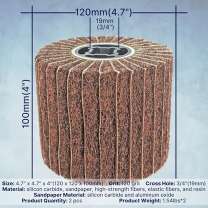 JONAS C 2 Pcs 4.7" x 4" 120 Grit Surface Conditioning Drum - style: 120 grit with sandpaper
