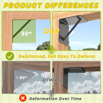 4 Pcs 6"x 6"x 3" L Shape Brackets for Pergola - size: 6"x 6"x 3"