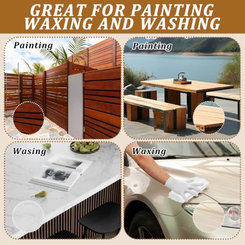 20 Pcs Wood Staining Applicator Kit Microfiber Stain Sponge Pads with Disposable Nitrile Gloves Reusable Stain Sponge Pads for Wood and Oil Based Finishes (White)