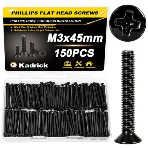 KADRICK M3 x 45mm Countersunk Screws, 150PCS, M3 Flat Head Screws - size: M3x45mm 150PCS