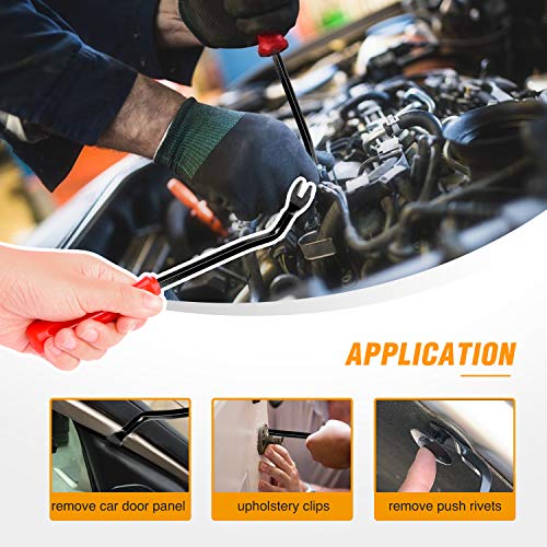 GOOACC Car Panel/Upholstery Remover Ergonomic Stainless Steel Fastener Remover - Easily Removes Plastic Fasteners,Reduces Damage to Panels and Loss of Clips - color: Red, size: 1Pc Remover