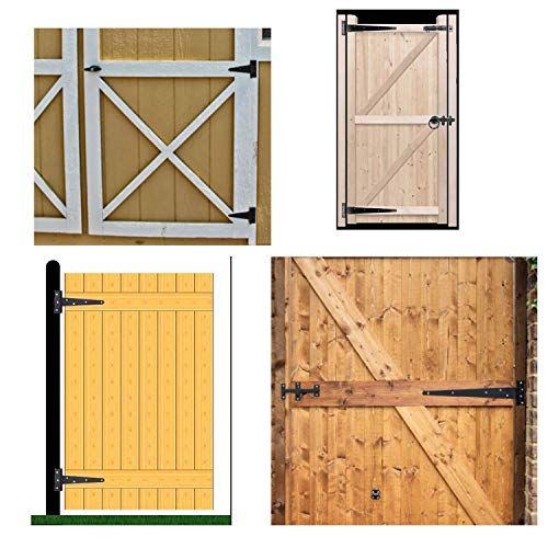 HLMOptimo Heavy Duty T Hinge Tee Hinge T Strap Hinge Shed Hinge Gate Hinge Barn Hinge Fence Hinge Door Hinge Wrought Rustproof All Size Black (6 pcs, 6 inch - size: 6 Inch, style: 6 pcs