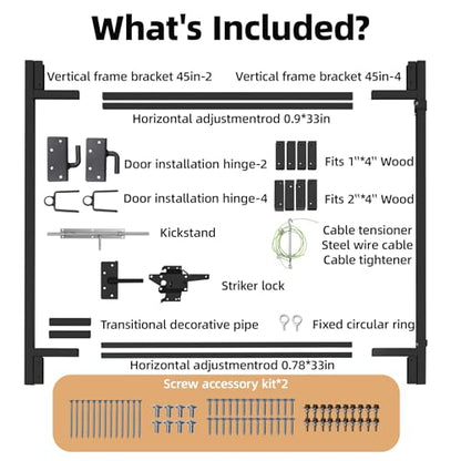 Heavy-Duty Adjustable Fence Gate Kit - 36" to 72" Wide DIY Gate Kit for Wooden Fence Using 1x4 & 2x4 Lumber, Complete Gate Kit for Building Sturdy 4 to 5 Foot Backyard Wood Gates /2 PCS - size: 2 PCS 36-72"
