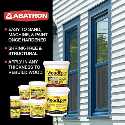 Abatron WoodEpox Kit - 2 Gallon - 2-Part Structural Epoxy Adhesive and Wood Hardener - Wood Filler Putty - size: 256 fluid ounce