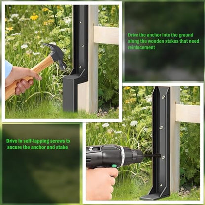 Fence Post Repair Stakes Kit, Black, 2-Pack - color: Black/2 Pack