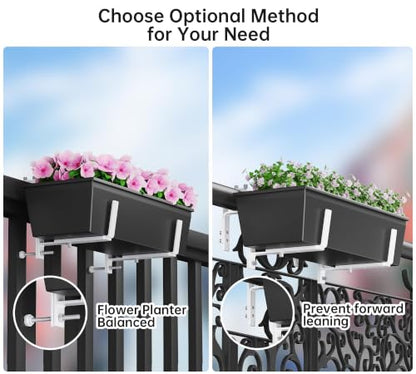 Y&M 2 Pack Window Box Brackets, Adjustable Railing Planter Box Brackets - size: 2p White