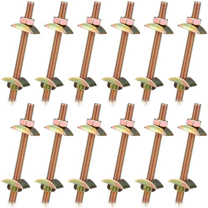 Tandefio 12 Sets Bed Frame Hardware Connectors Bolts Nuts, Double Ended - style: Double Ended