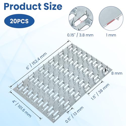 20 Pack Truss Plates, 4" x 6" Pronged Truss Mending Plate with Nail Teeth, Galvanized Steel Repair Tie Plate Bracket for Roofting Truss Wood Timber Connector - size: 4" x 6"
