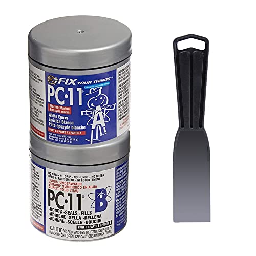 PC Products PC-11 Epoxy Adhesive Paste Kit with Applicator, Two-Part Marine Grade, 1/2lb in Two Cans, Off White - size: 1/2 lb Kit
