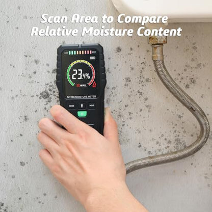 Pinless Moisture Meter for Wall,Floor – Digital Moisture Tester - color: Red_green