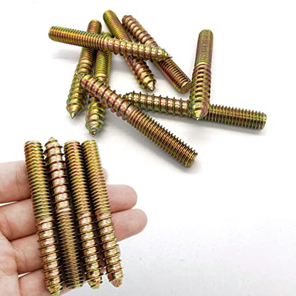 12 Pack 3/8-16 x 3 Inch Hanger Bolts 3/8-16" Double Headed Bolts 3/8 Wood Dowel Screw Self-Tapping Screw Hanger Bolts for Furniture Double Head Threaded Rods Bolt 75mm Length - size: 3/8-16"x3"-12PCS
