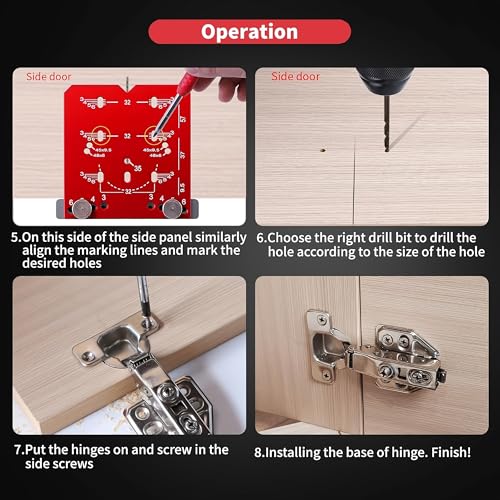 Adjustable Cabinet Hinge Jig - 35mm Drill Guide Tool, Compatible with 45mm & 48mm Concealed Hinges, Precision Hardware Installation Tool for Cabinet Doors, Wardrobes & Furniture
