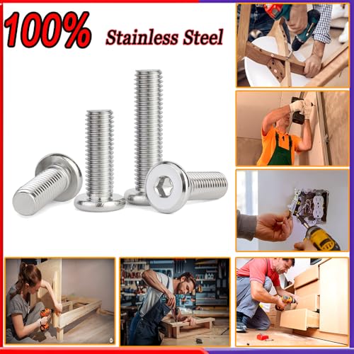 Metuja 5/16-18x3/4 Flat Head Hex Socket Cap Screws Bolts,304 Stainless Steel Fully Threaded Machine Screws with Hex Key (20PCS) Corrosion-Resistant for Furniture/Machinery - size: 5/16-18 x 3/4"