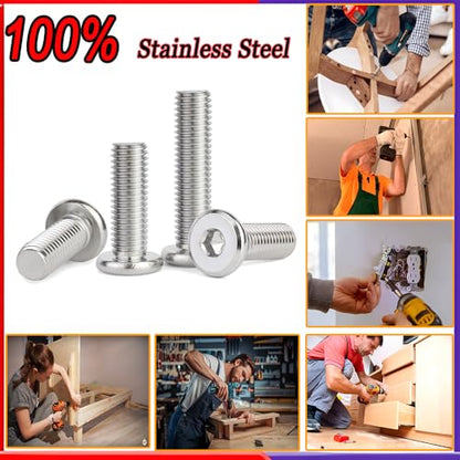 Metuja 5/16-18x3/4 Flat Head Hex Socket Cap Screws Bolts,304 Stainless Steel Fully Threaded Machine Screws with Hex Key (20PCS) Corrosion-Resistant for Furniture/Machinery - size: 5/16-18 x 3/4"