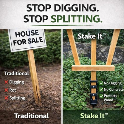 Garden Stake Anchors | No-Dig Trellis Support | 12-Inch 2-Pack