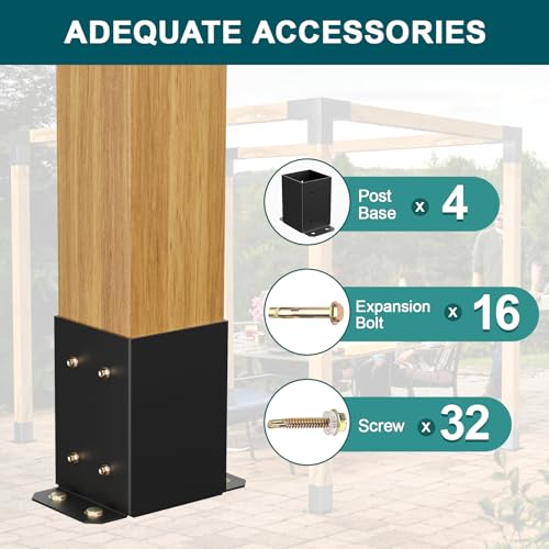 4x4 Post Base 4 Pcs, Deck Post Base,Heavy Duty Post Anchor Brackets - size: 4x4, style: 4pcs