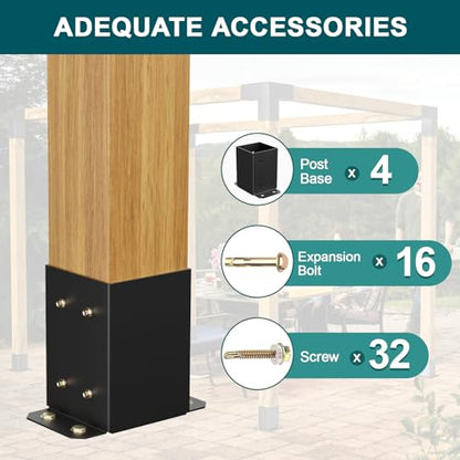 4x4 Post Base 4 Pcs, Deck Post Base,Heavy Duty Post Anchor Brackets - size: 4x4, style: 4pcs