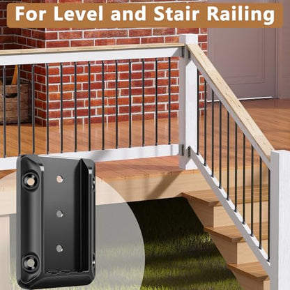 DN Mate 60 PCS Deck Railing Bracket Connectors for 2x4 (Actual 1.5”x3.5”) Handrail to Wood Post Connection, Stair Railing Connectors for Deck Railing Fence Railing