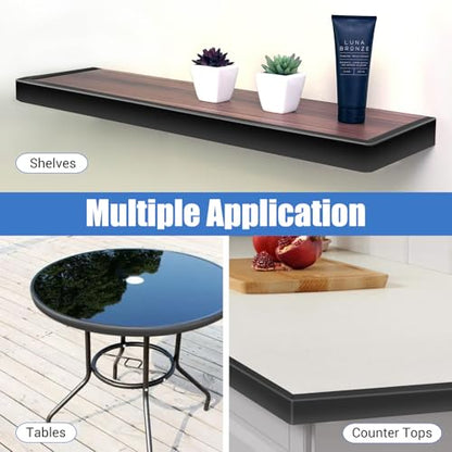 Rubber Edge Trim, Self-Adhesive U Channel Edge Protector for Plywood, Cabinet, 1-1/8" Wood Edge Banding, Flexible Furniture Repair, EPDM Material, Fit 1-1/8"(28mm), Length 10Ft, Black - size: Fit 1-1/8"- L10'