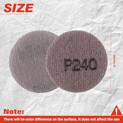 2 Inch Mesh Abrasive Mesh Sandpaper Hook and Loop Sanding Discs 240 Grit, Pack of 35 Dust Free Net Sandpaper Abrasives Pads Drywall Sander Sandpaper for Metal, Wood, Composites, Brownish red - style: 240 Grit