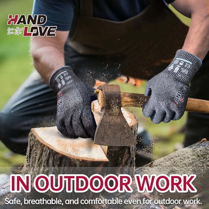 HandLove Cut Resistant Gloves – ANSI A7 Cut Proof Safety Work Gloves | Sandy Nitrile Anti-Slip, Touchscreen, Durable, PFAS Free | Wood Carving, Gardening, Glass Cutting, Car Repair – Blue,1Pair,M - color: Blue, size: Medium