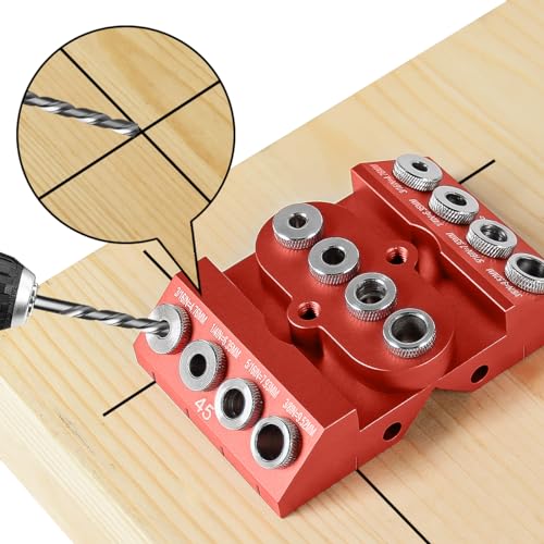 Toolcool 30 45 90 Degree Angle Drill Guide Jig for Straight Angled Holes with Detachable Drill Bushings And Positioning Bar