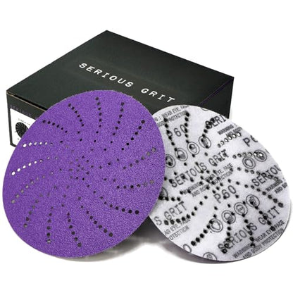 Serious Grit - 6-Inch P60 Grit Ceramic Multi-Hole Sanding Discs - 25 Pack - size: 60 Grit